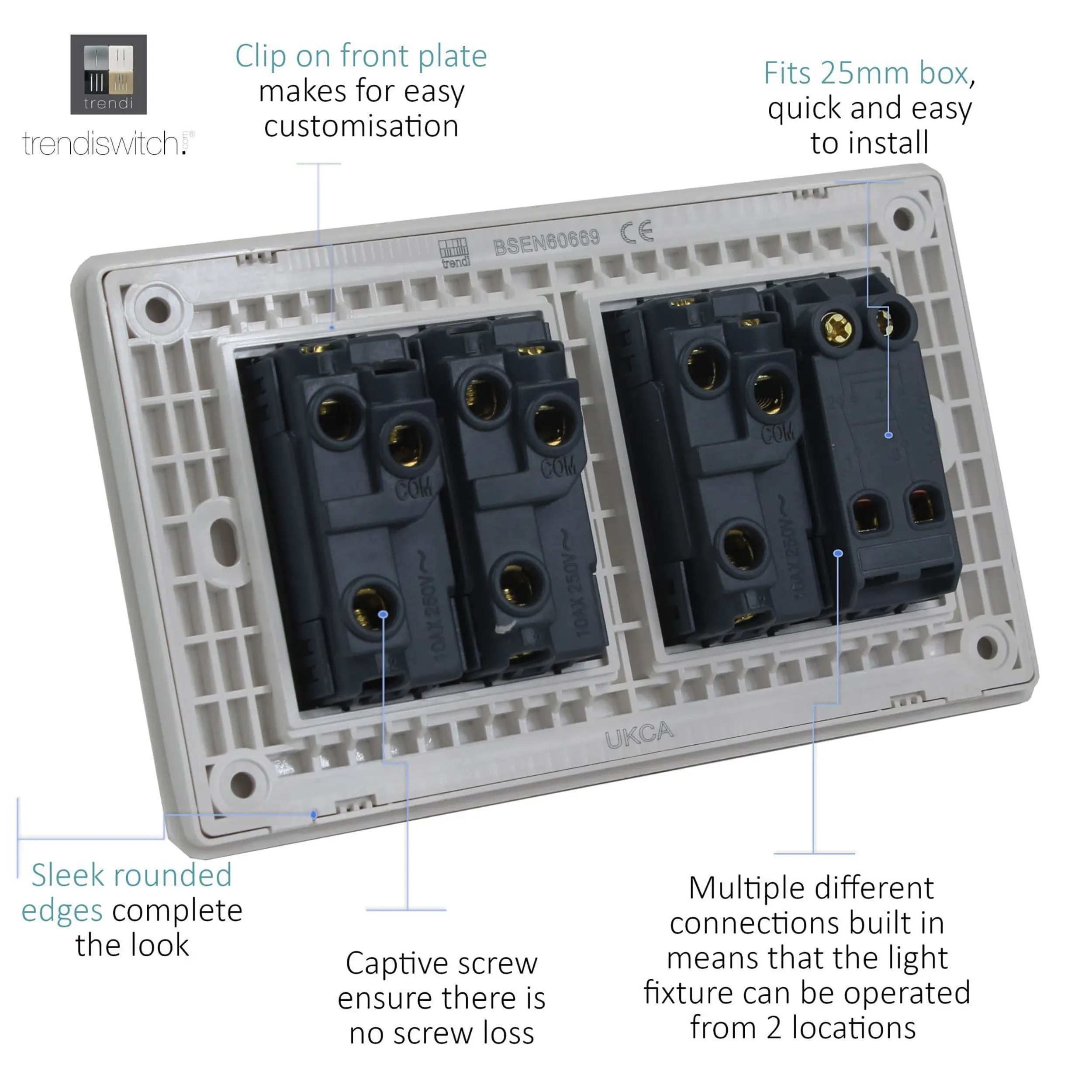 Ice White Wiring Accessories Trendi Decorative Screwless